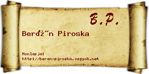 Berán Piroska névjegykártya