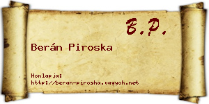 Berán Piroska névjegykártya